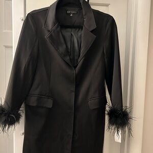 BB Dakota Elegant Black Feather Cuff Blazer
